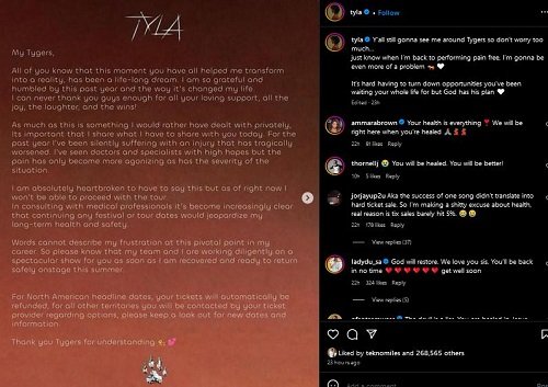 Tyla Cancels World Tour Due To Injury